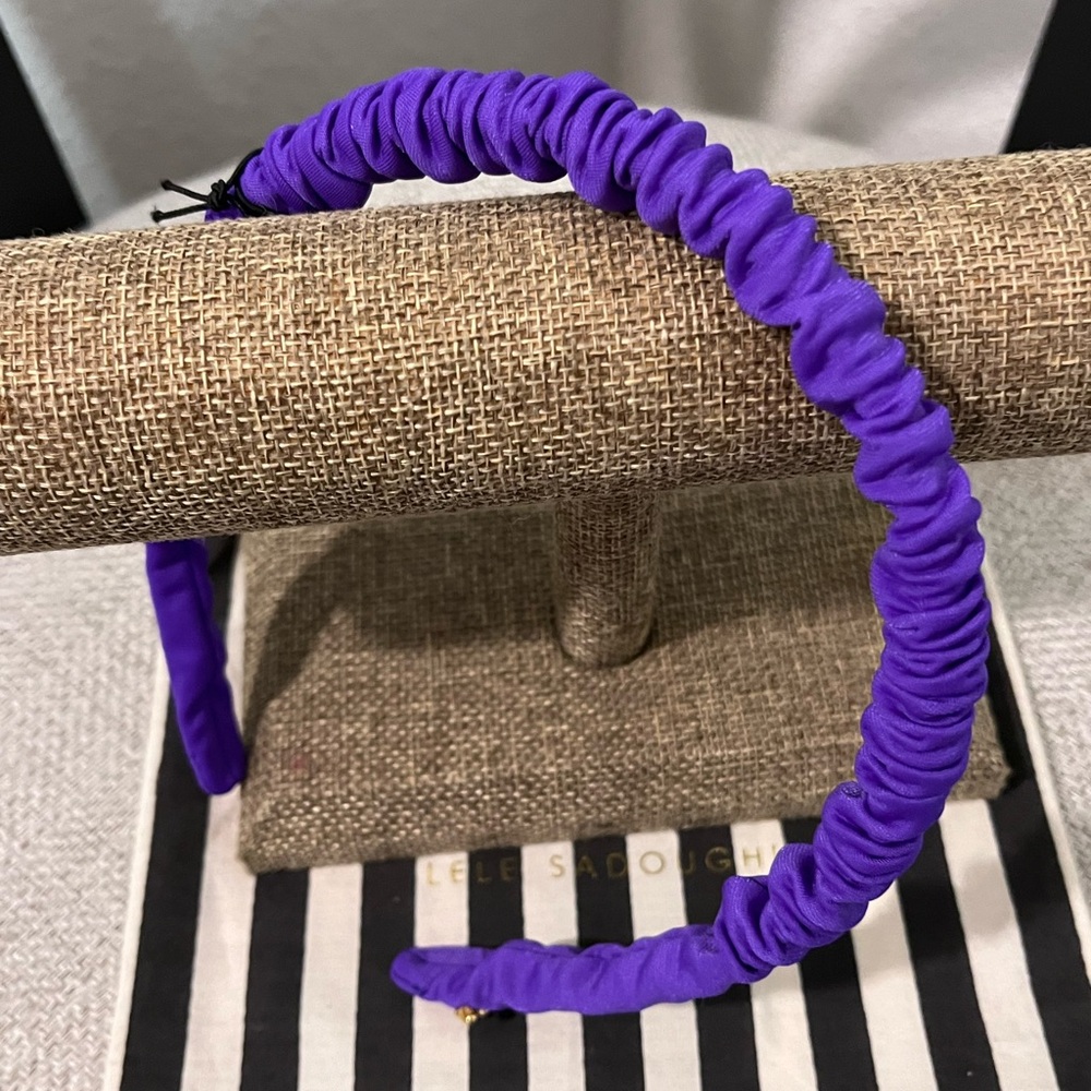 LELE SADOUGHI NWT AUTHENTIC VIOLET JESSIE RUCHED NEOPRENE SLIM HEADBAND - Picture 7 of 15
